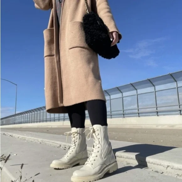 SAM EDELMAN “Lydell” Ivory Lug Sole Combat Boots - Picture 16 of 16